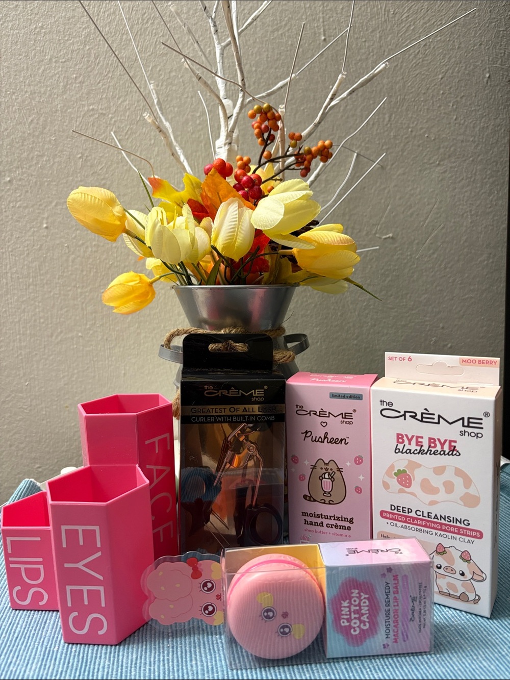 Pink Skincare & Beauty Set - Eyes Lips Face Organizers Included